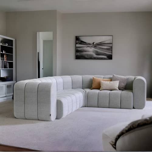 Modular L- Shaped 5 Seater Grey Sofa