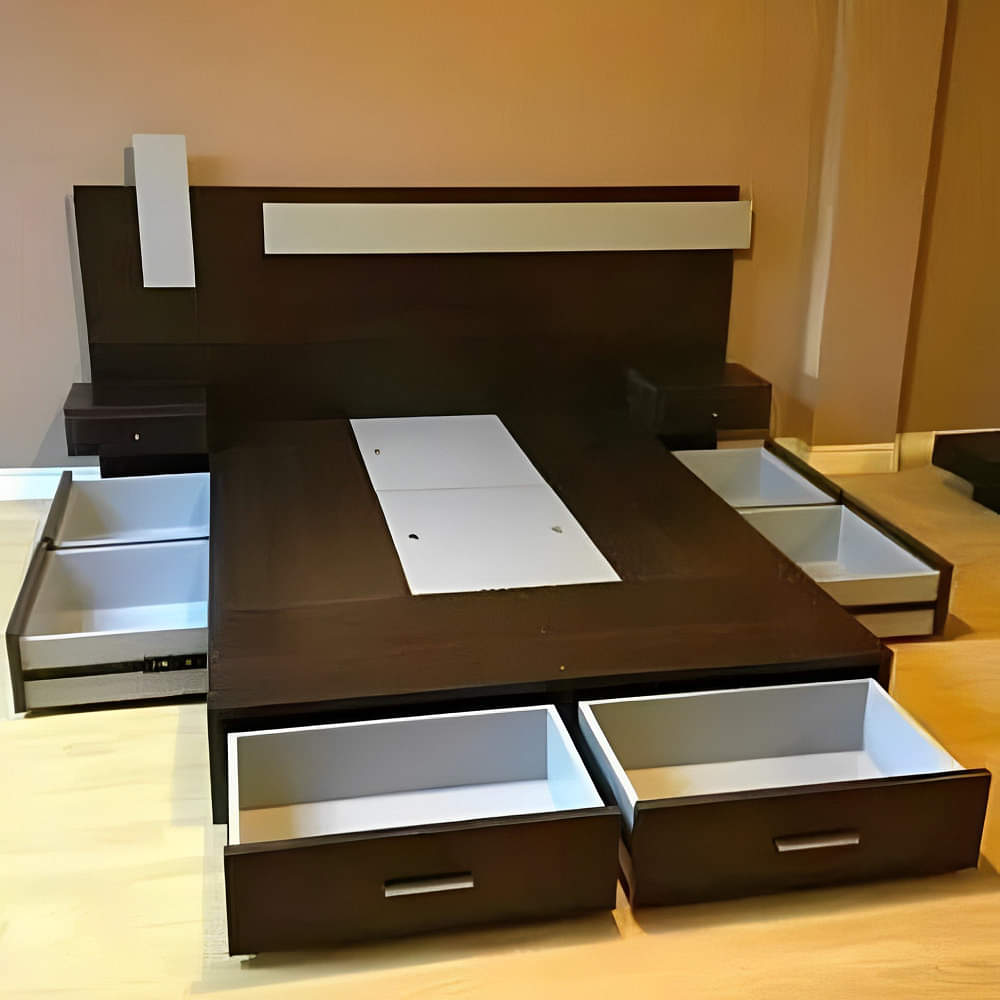 Aberdeen Modern Wooden Bed With Storage - photo