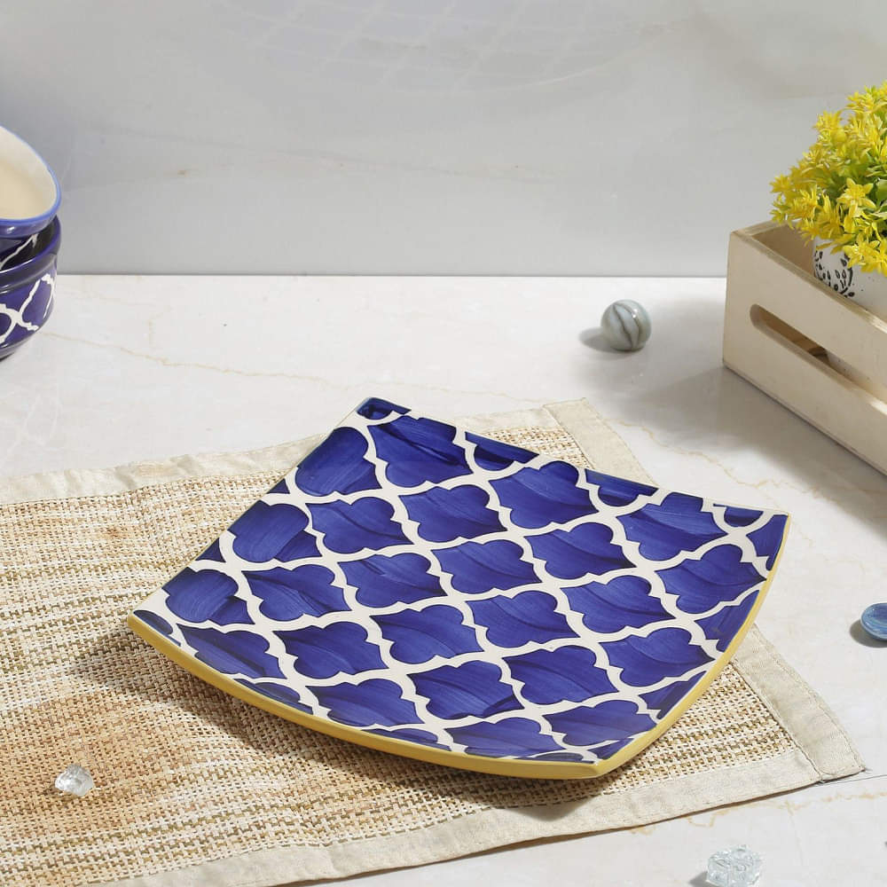 Moroccan Hand Painted Dinnerware Serving Plate - photo
