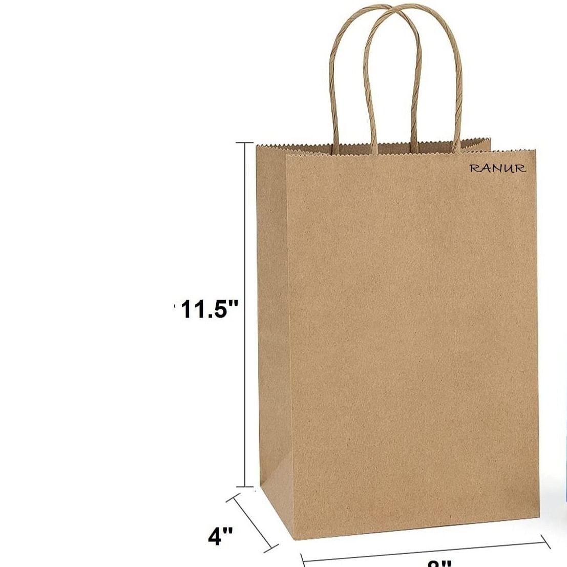 Sun Paper Industries White Paper Bags, Shopping Merchandise Gift Paper  Carry Bags, Craft Paper Retail Bag, Recycled, Eco Friendly (6''*8''*2.5''  inch) - Rolloverstock