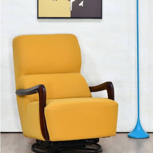 Rocking Chair With Swivel in Mustard Yellow Colour