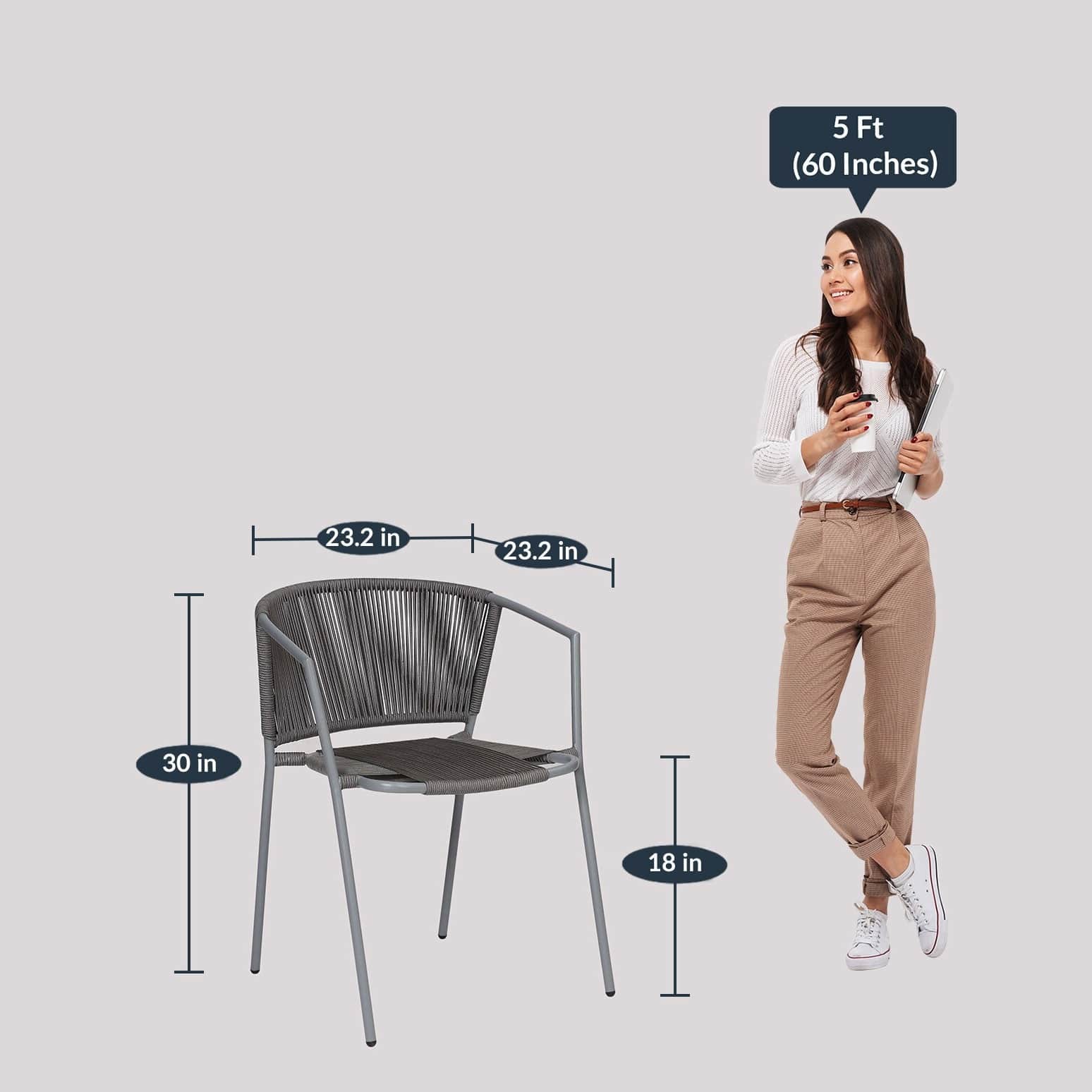 Cumbria Rope Chairs With Glass Top Coffee Table - left_view