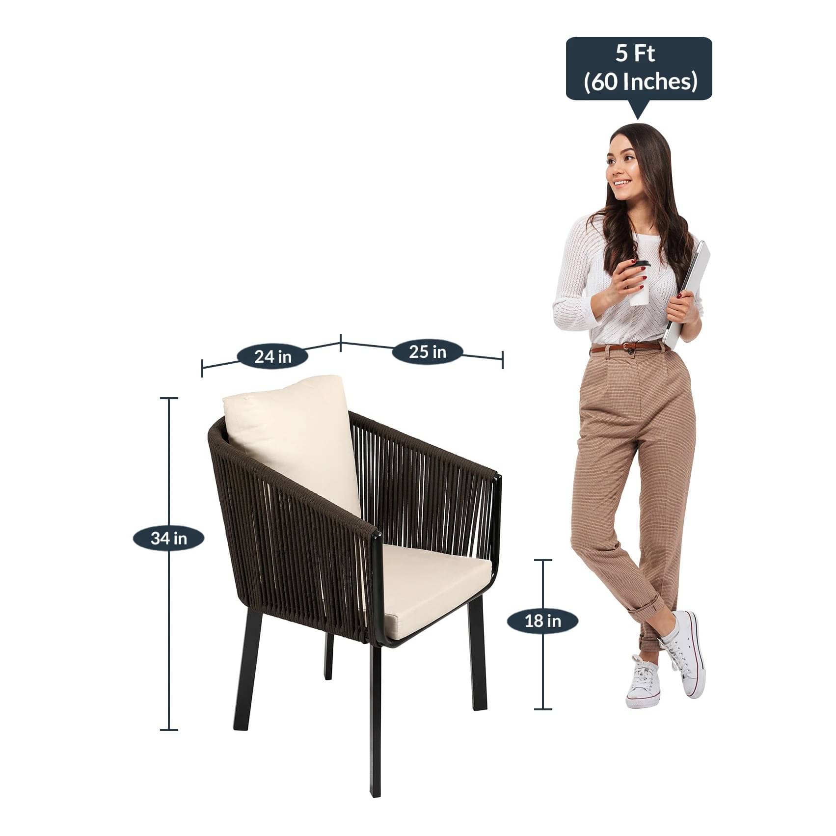 Swanson Knitted Patio Chair In Brown