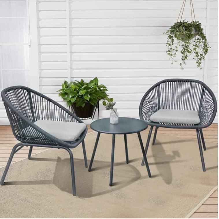 Munich Black Rope 2 Seater Chair With Table - photo