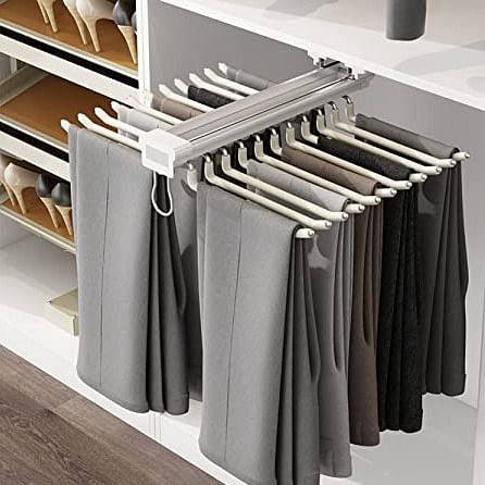 Trouser Pullout 90 cm Soft Closing Mechanism and Sleek Grey Design.