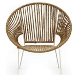 Rope and Metal Outdoor Chair In White & Natural Finish (Set Of 2) - rear_view