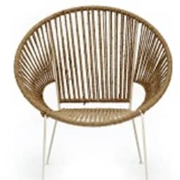 Rope and Metal Outdoor Chair In White & Natural Finish (Set Of 2)