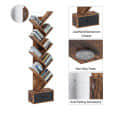 Rustic Brown 8 Shelf Tree Bookshelf With Drawer - rear_view