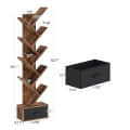 Rustic Brown 8 Shelf Tree Bookshelf With Drawer - left_view