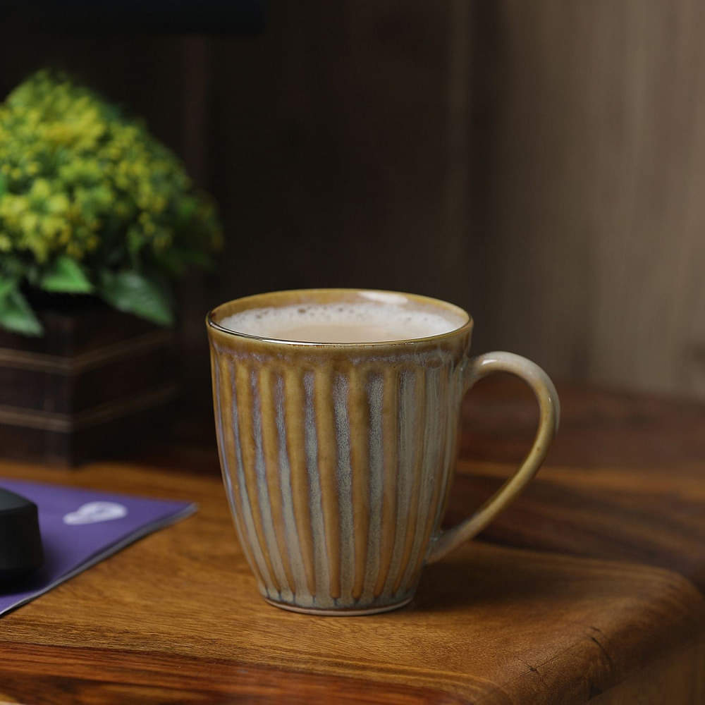 Brown with Golden Ring Ceramic Coffee Mugs - photo