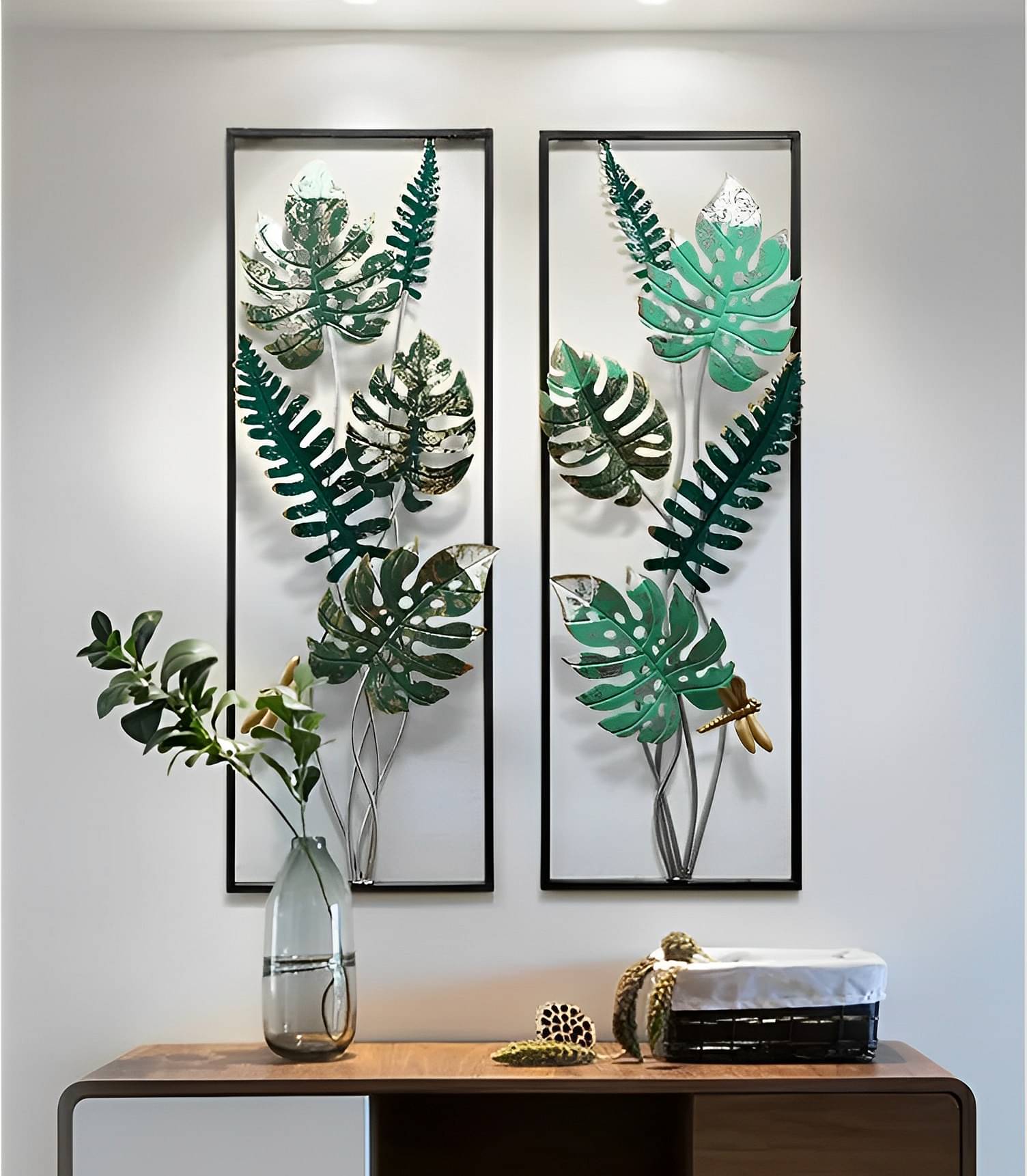 Double Palm Leaf Metal Wall Art