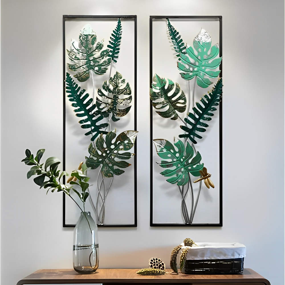 Double Palm Leaf Metal Wall Art - photo