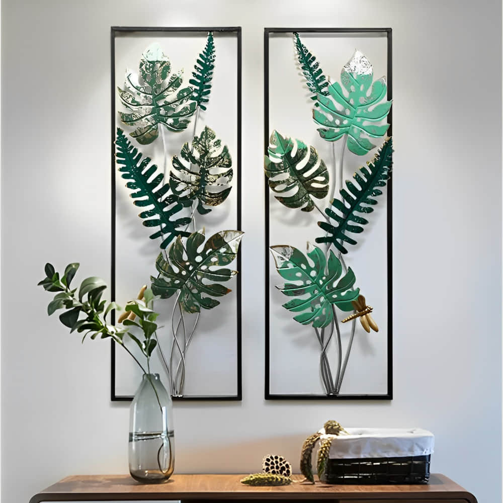 Double Palm Leaf Metal Wall Art - photo