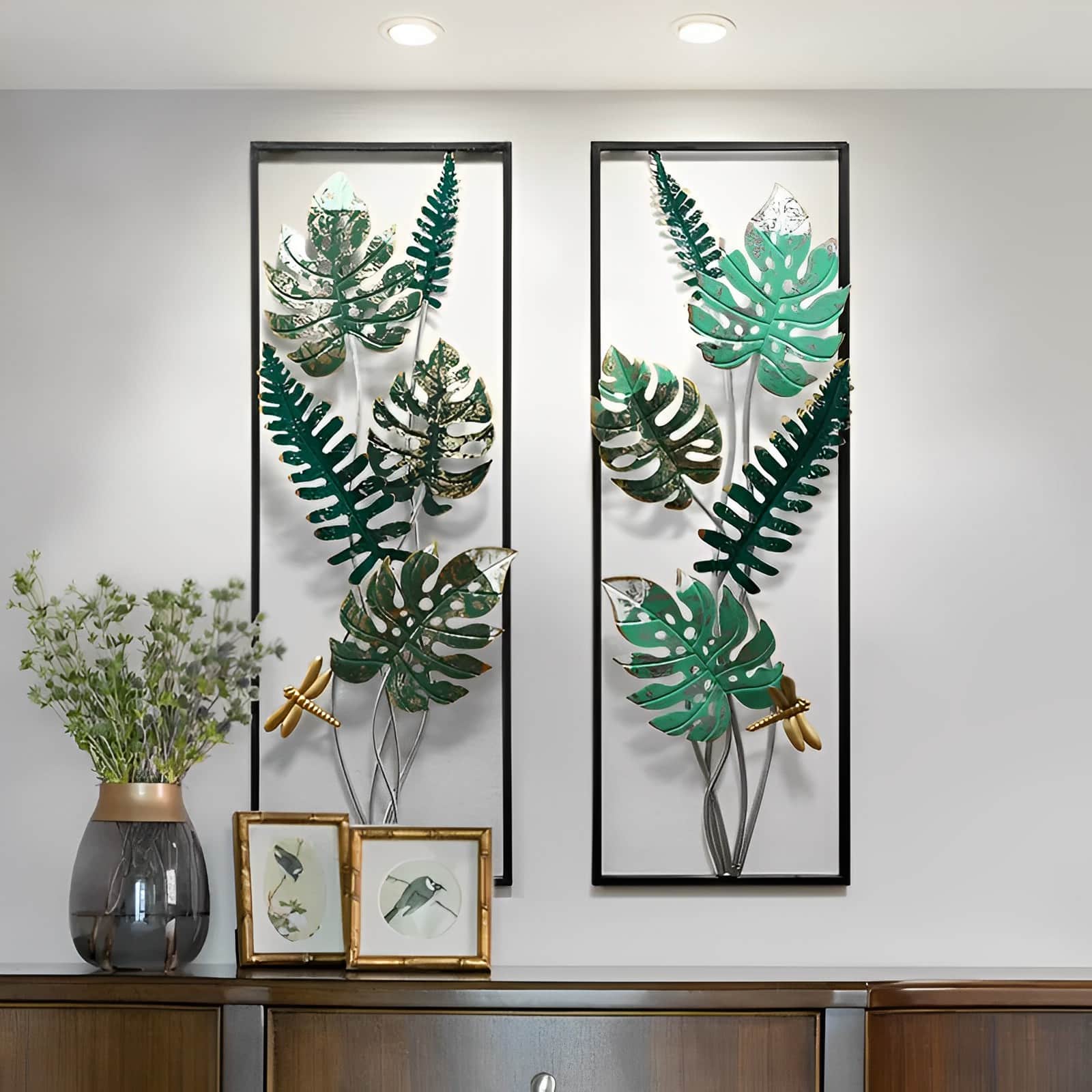 Double Palm Leaf Metal Wall Art - top_view