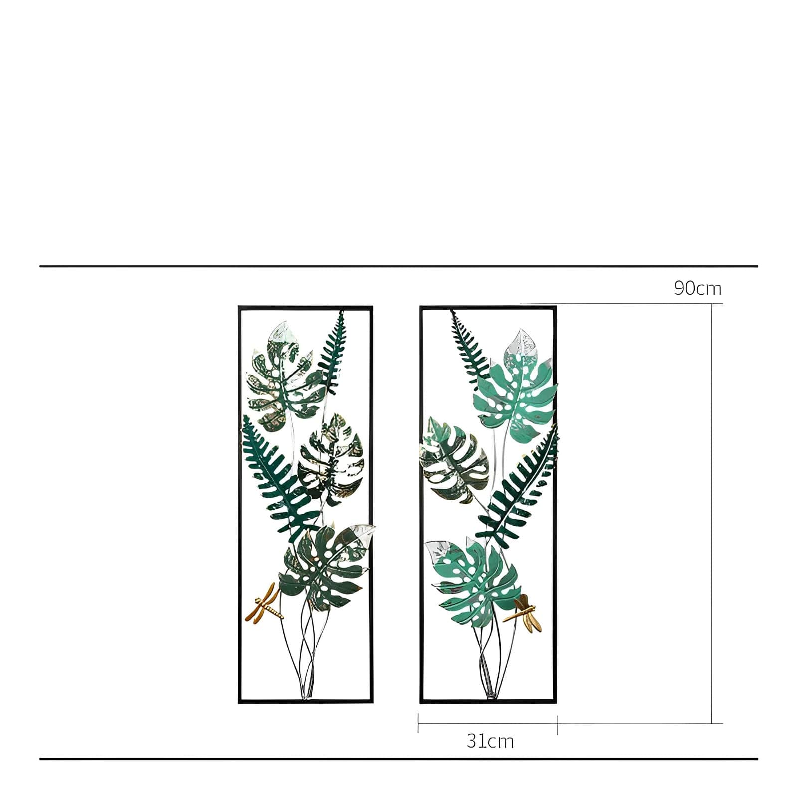 Double Palm Leaf Metal Wall Art - rear_view