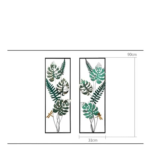 Double Palm Leaf Metal Wall Art