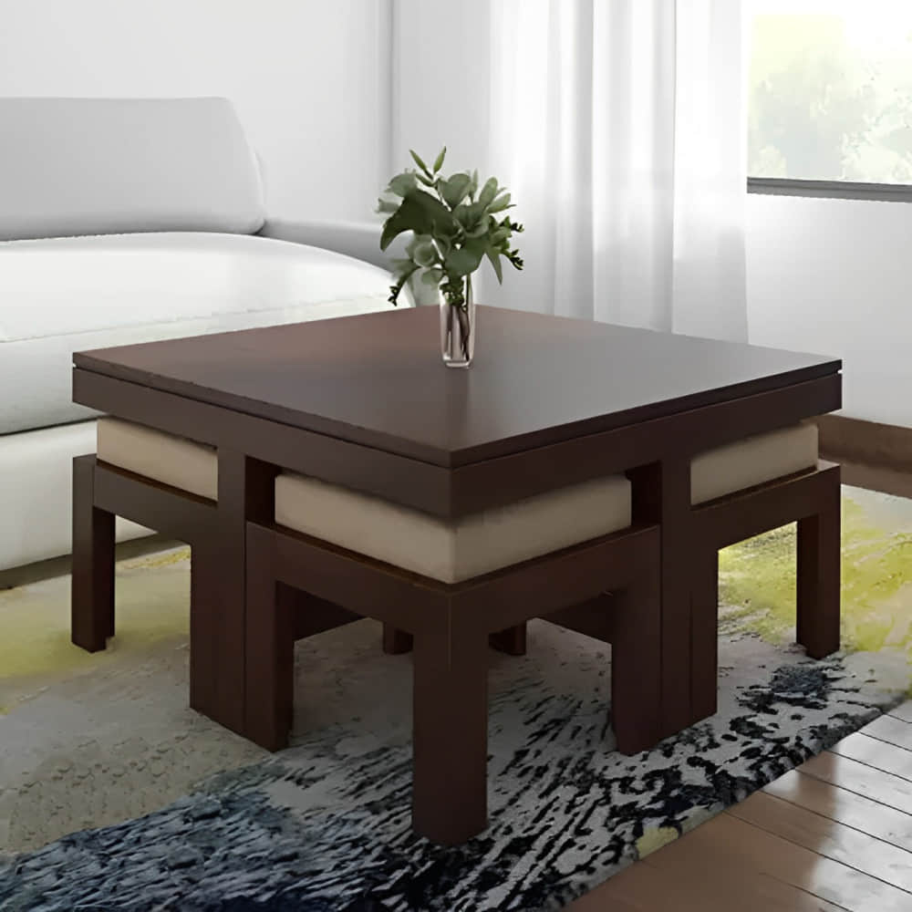 Solid Wood Square Modern Coffee Table - photo