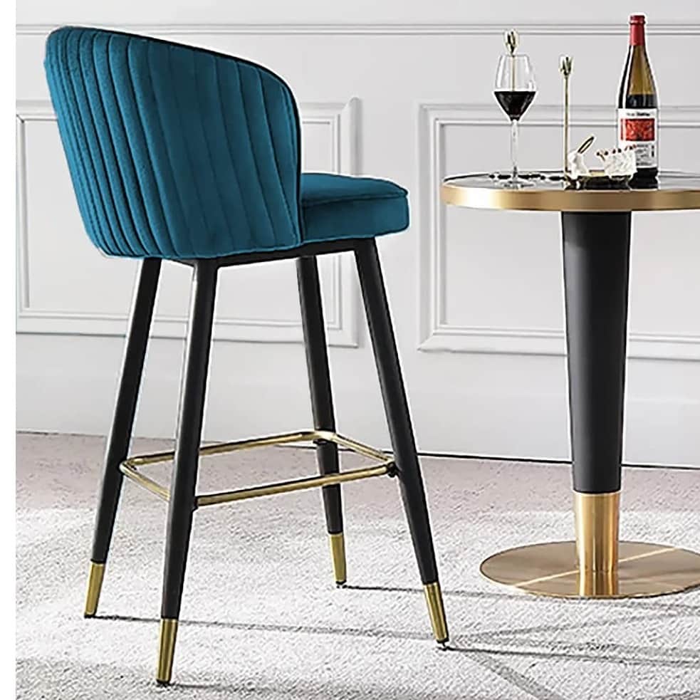 Height Bar Tufted Upholstered Velvet Counter stool - front_view