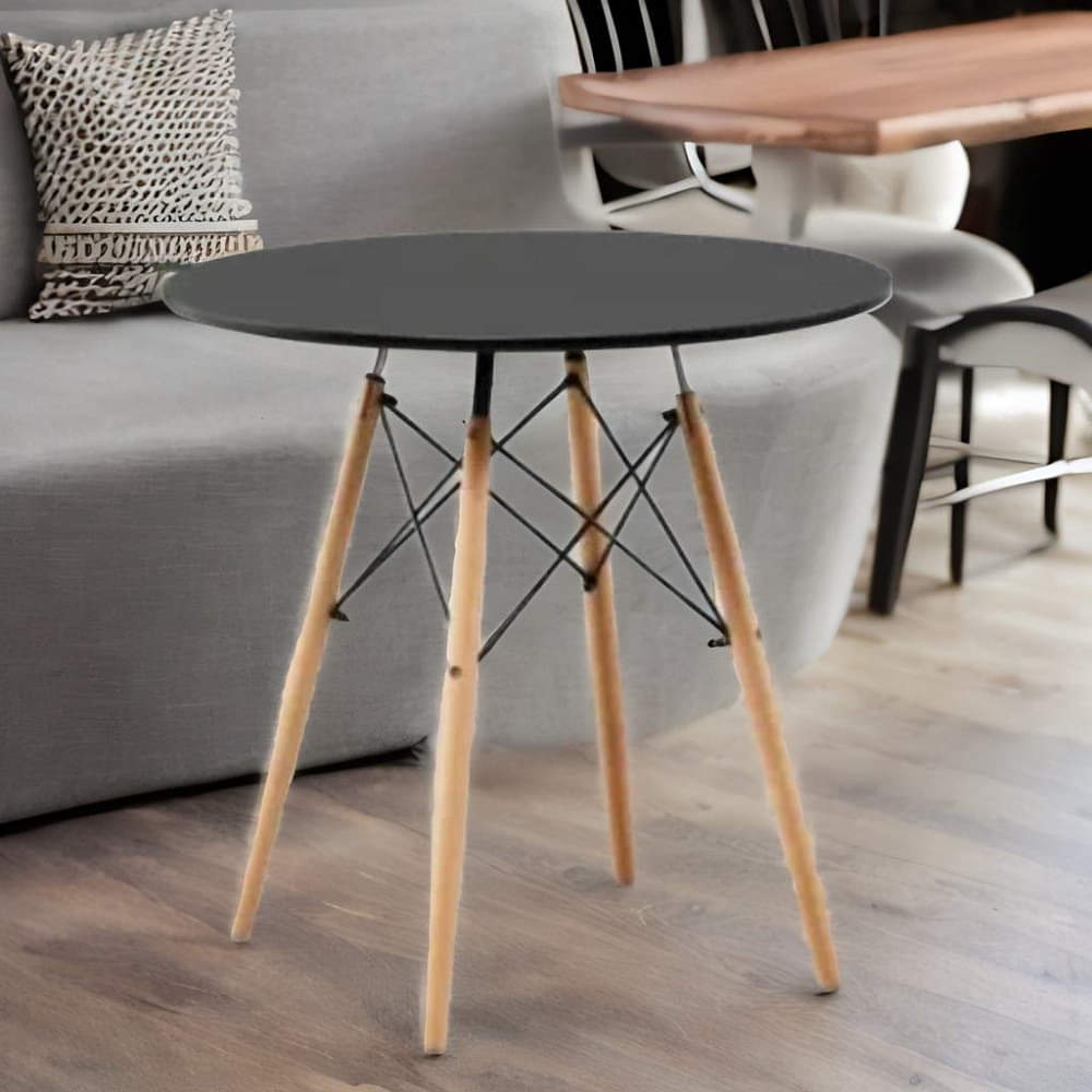 Yoho Round Table In Solid Wood (Black) - photo