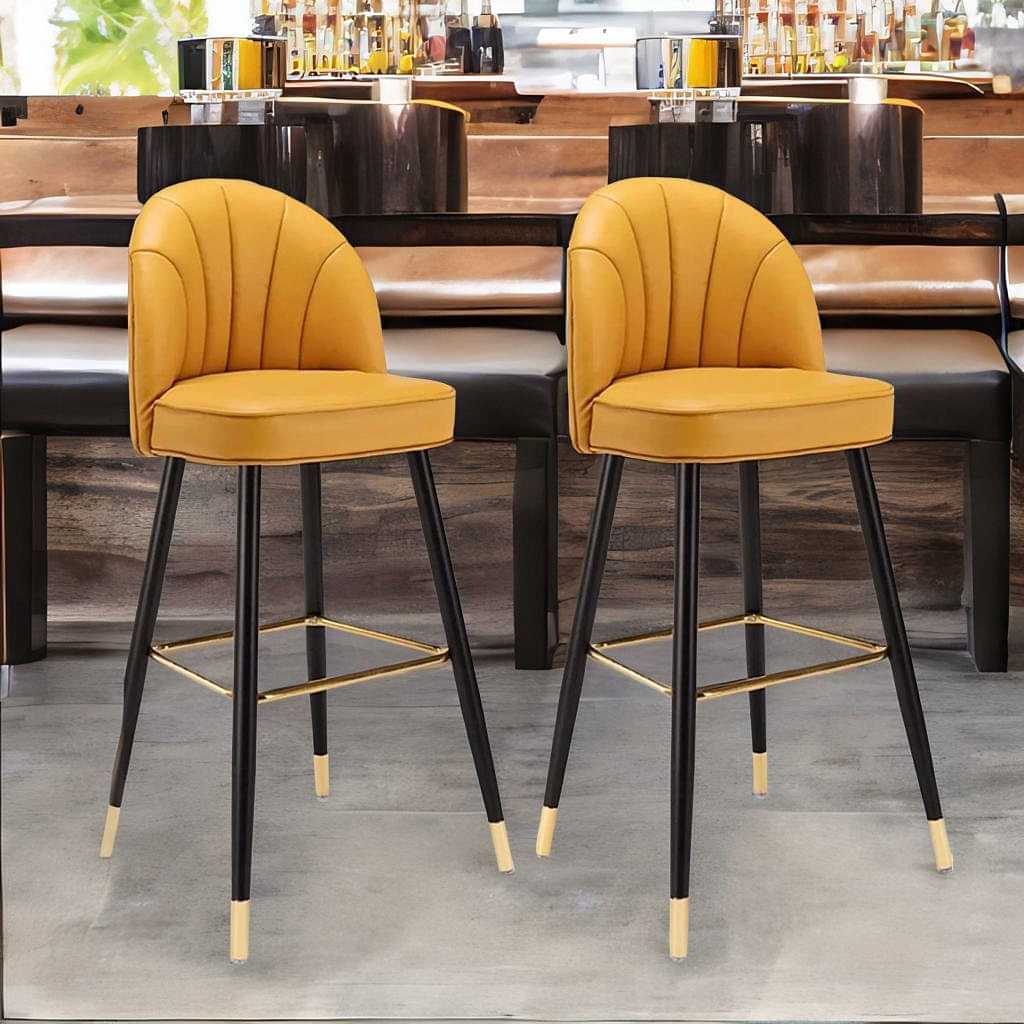 Monet Backrest Café Stool In Yellow - photo