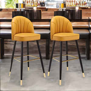 Monet Backrest Café Stool In Yellow - photo