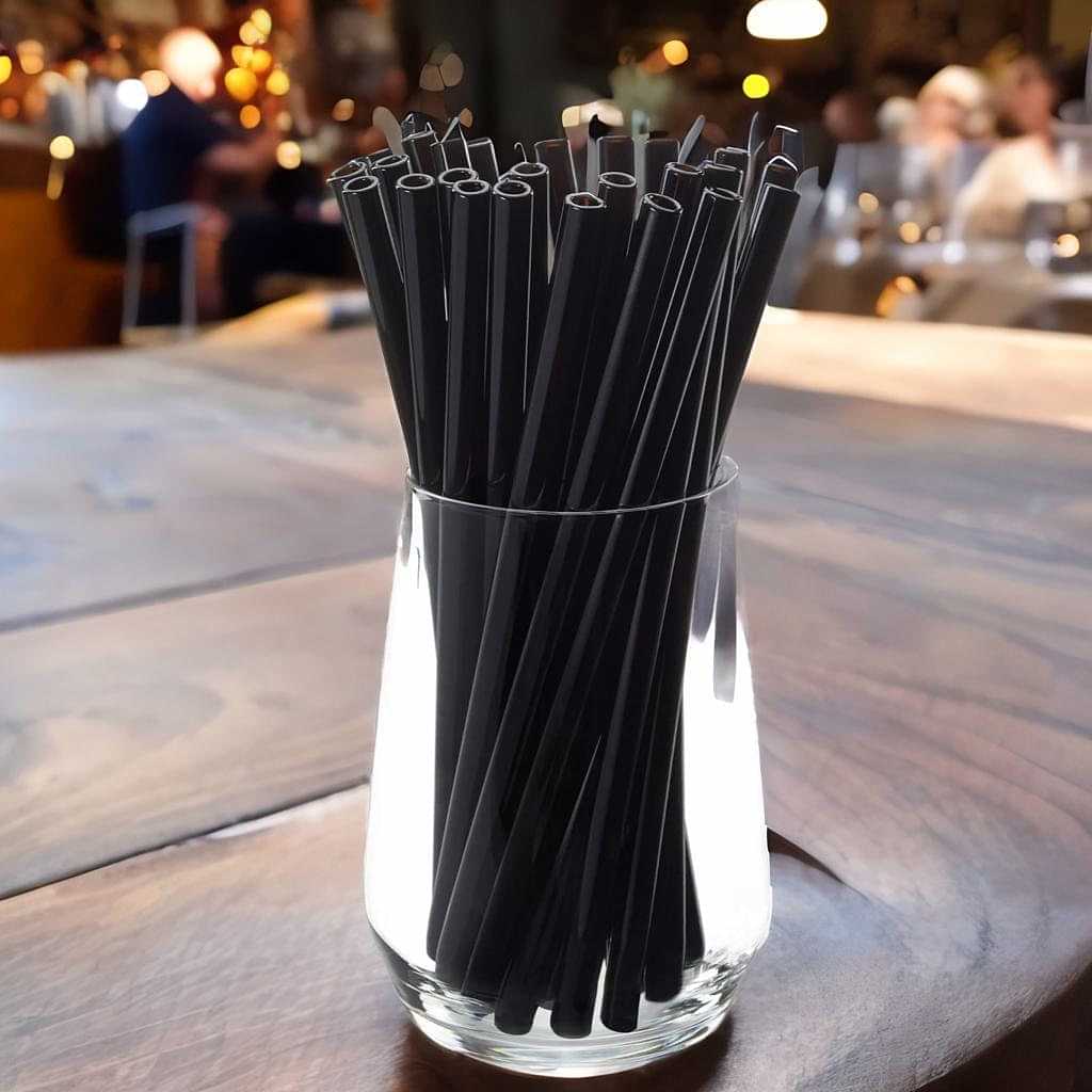 Disposable Rice Straws In Black - photo