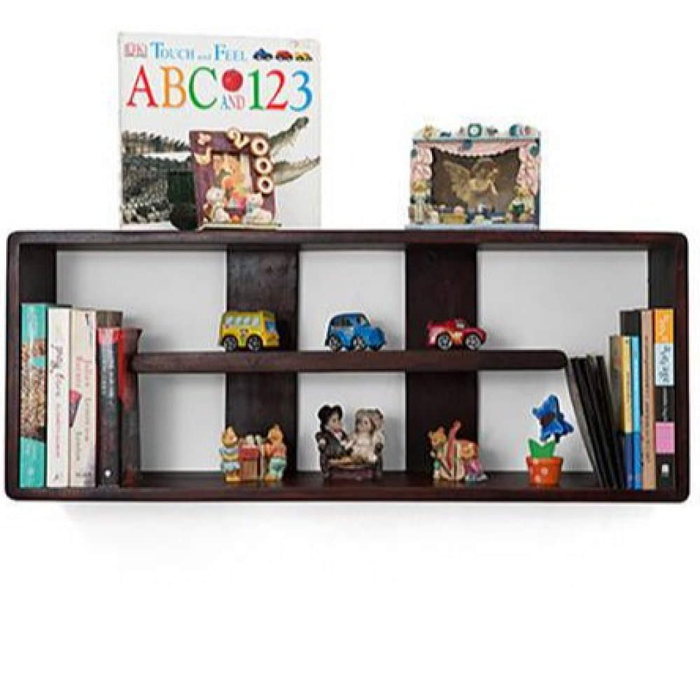 Rectangular Wall Shelf With Mahogany Finish - photo