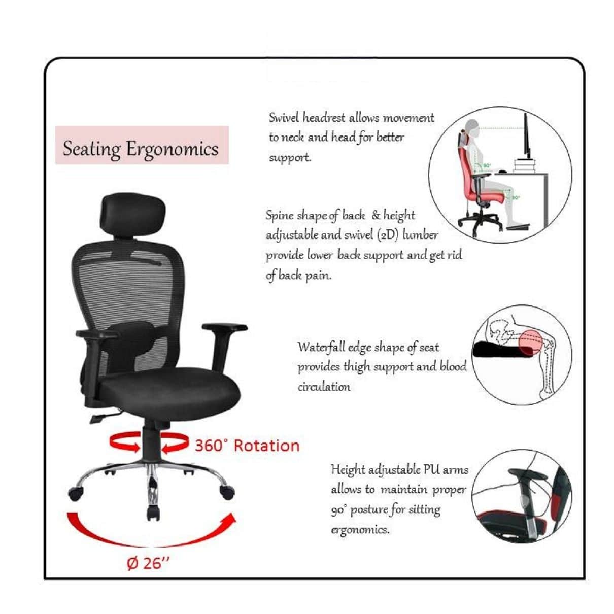 Cleo X Series High Back Mesh Ergonomic Chair - right_view