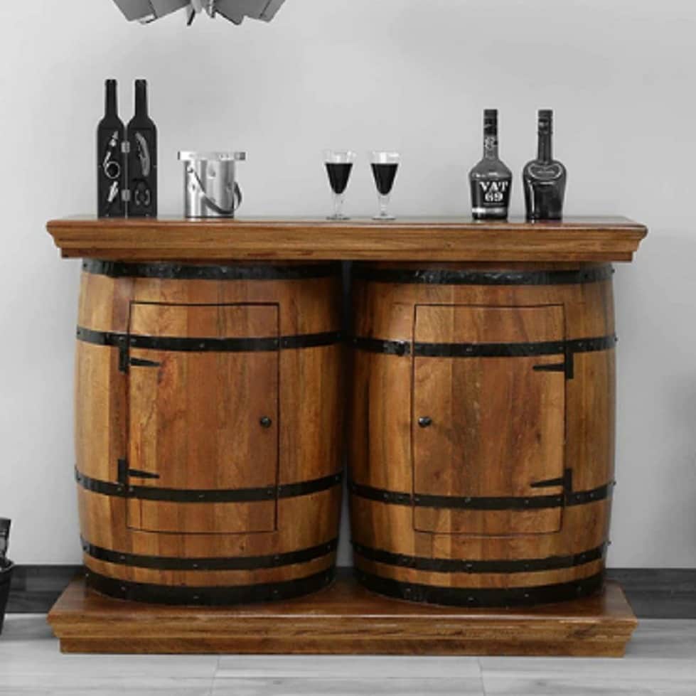 Lisa Pure Sheesham Solid Wood Bar Cabinet - rear_view