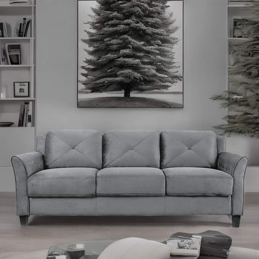 Nara Microfabric 3 Seater Sofa In Grey - photo
