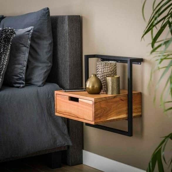 Wall Mount Exotic Bedside Drawer Table - front_view