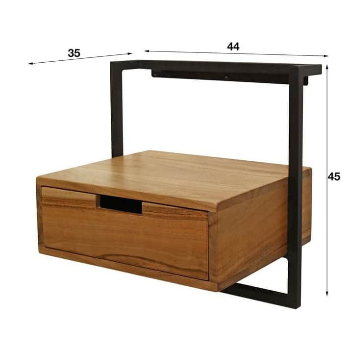 Wall Mount Exotic Bedside Drawer Table - top_view