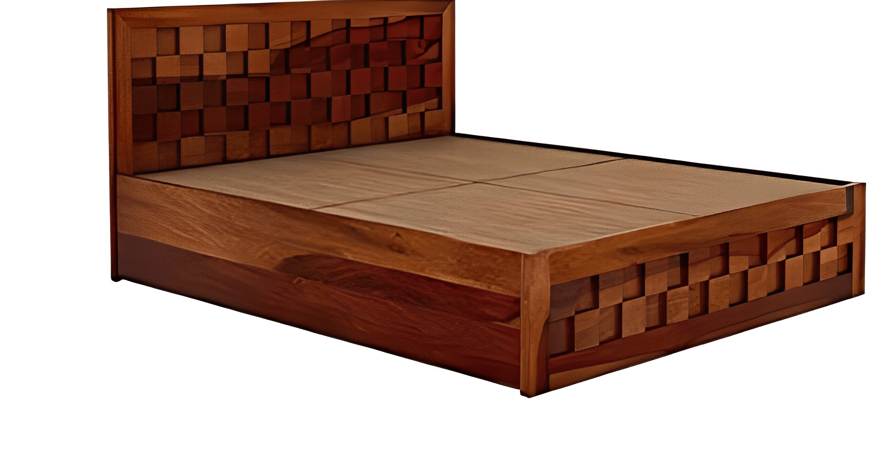Daffodil Sheesham Wood Queen Size Bed - top_view