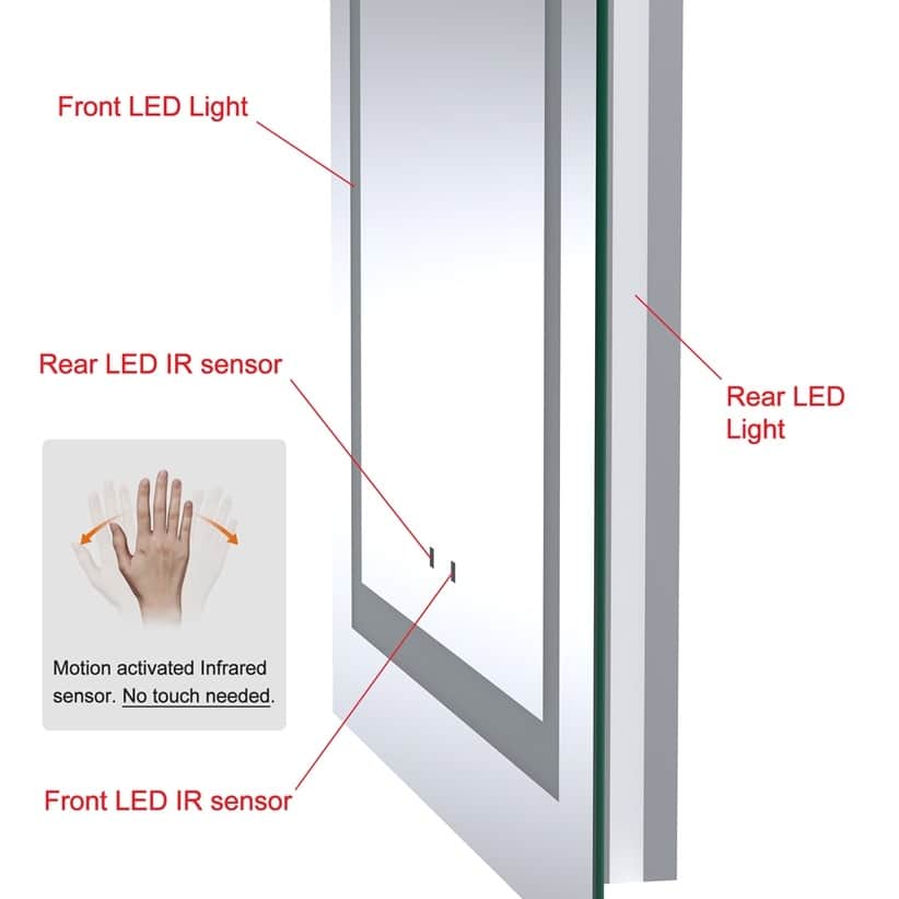 Square Led Mirror with Hand Wave Sensor - top_view