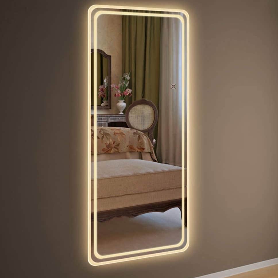 Modern Led Wall Mount Glass Mirror With LED Lights - rear_view