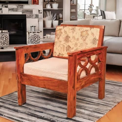 Euclid Single Seater Wooden Sofa