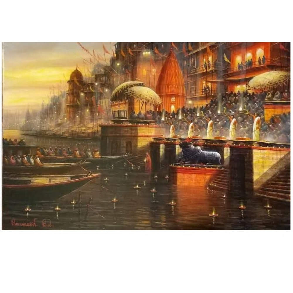 Banaras Ganga Ghat Painting - photo