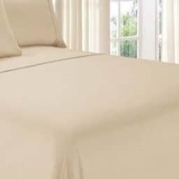 Solid Cream Double Bedsheet With Two Pillow Covers - top_view
