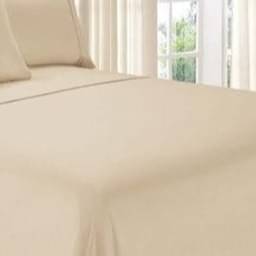 Solid Cream Double Bedsheet With Two Pillow Covers