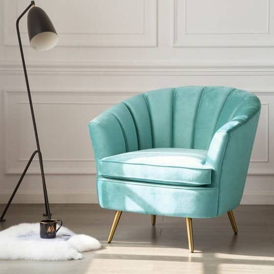 Abbey Blue velvet arm chair