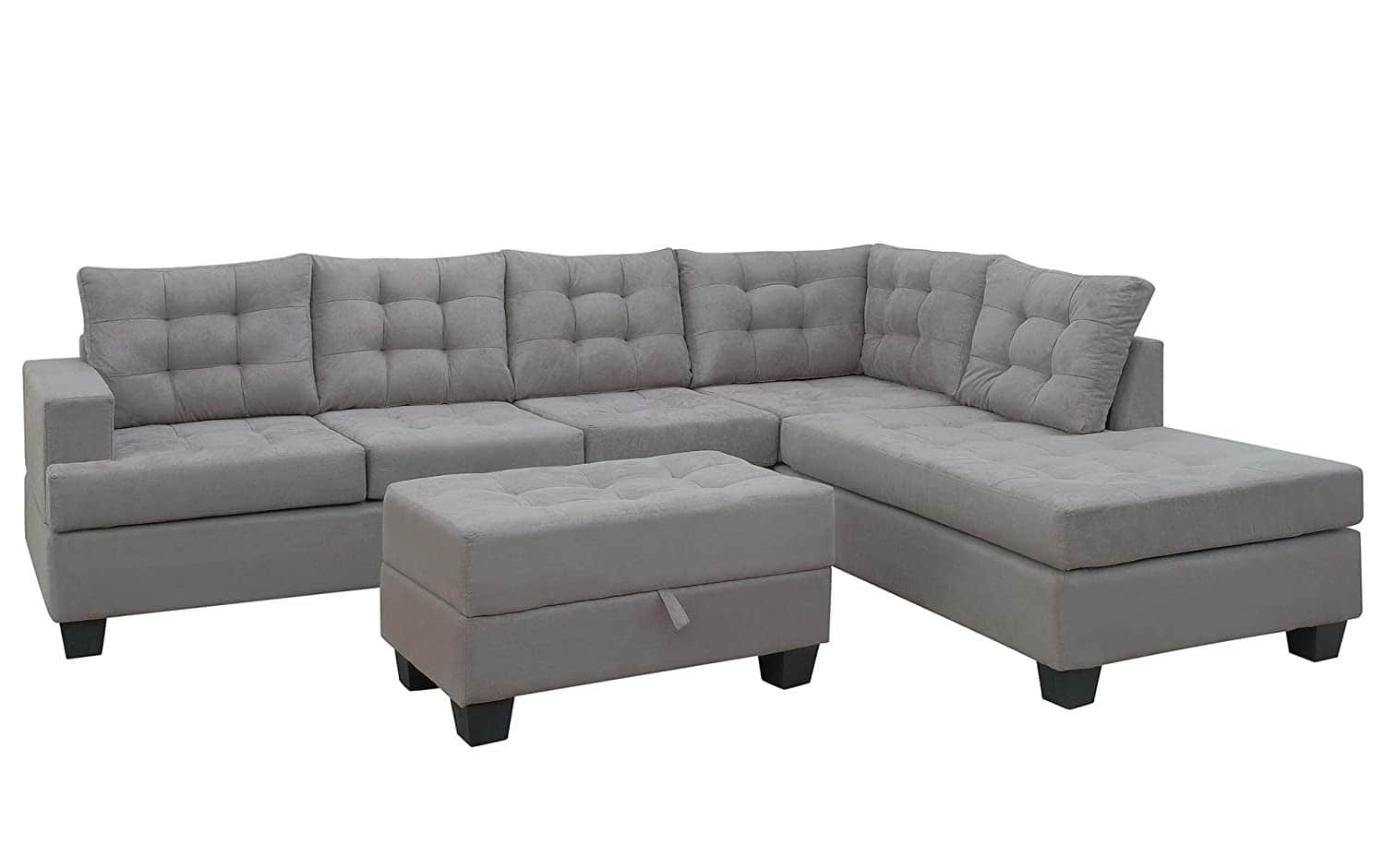 Madeira L Shape Sofa Set In Grey - front_view