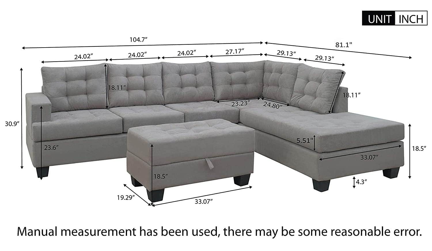 Madeira L Shape Sofa Set In Grey - right_view