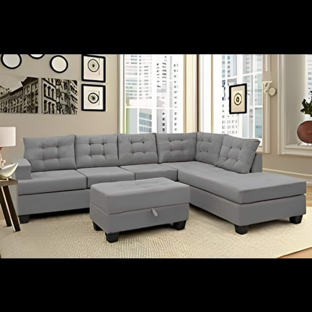 Madeira L Shape Sofa Set In Grey - photo