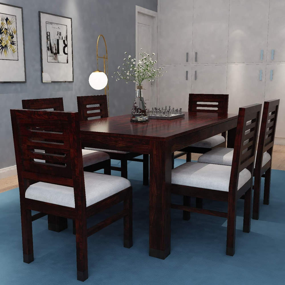 Segur Pure Sheesham Wooden 6 Seater Dining Table Set - photo