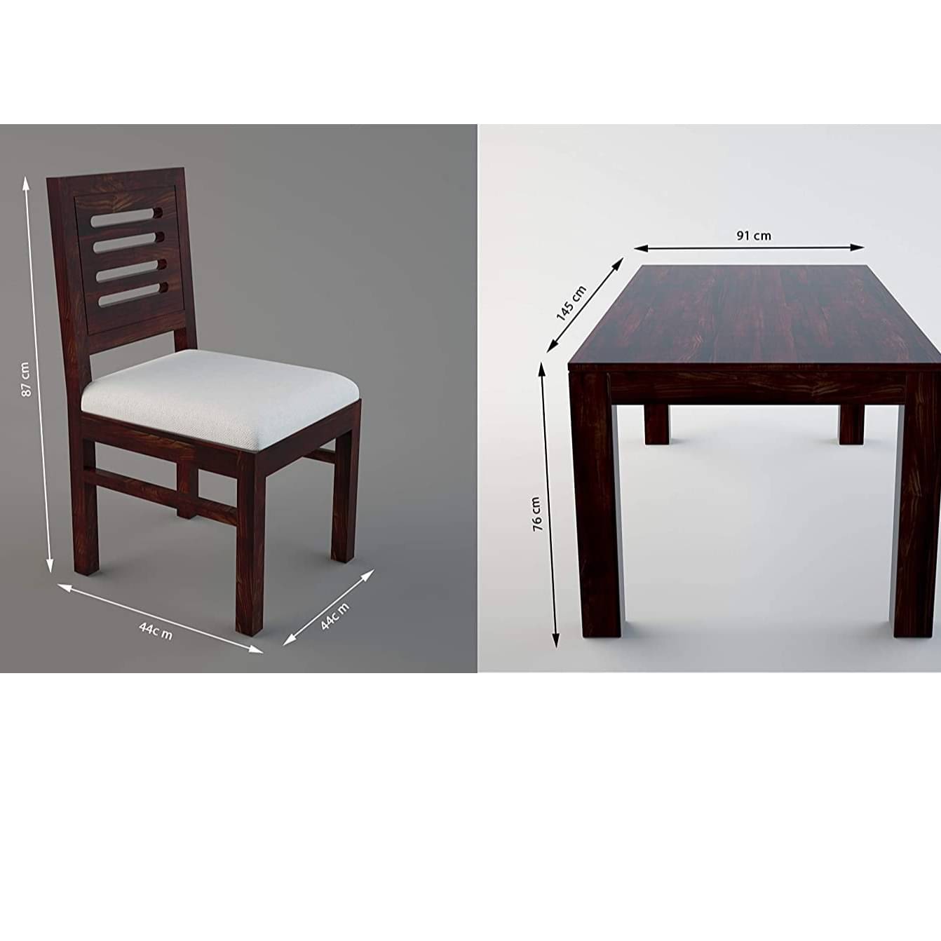 Segur Pure Sheesham Wooden 6 Seater Dining Table Set