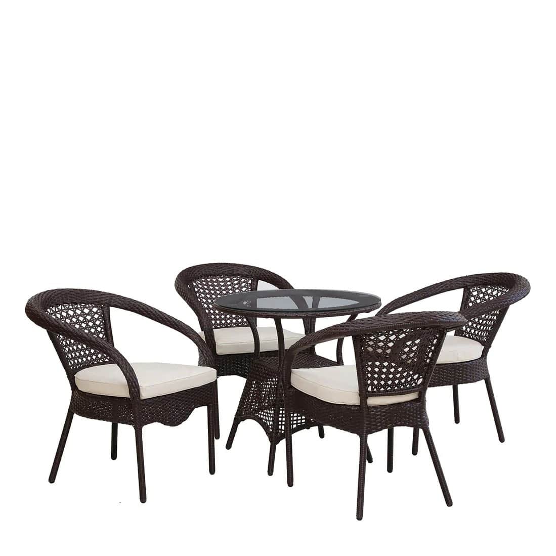Novella Outdoor Patio 4 Chairs and 1 Table Set - front_view