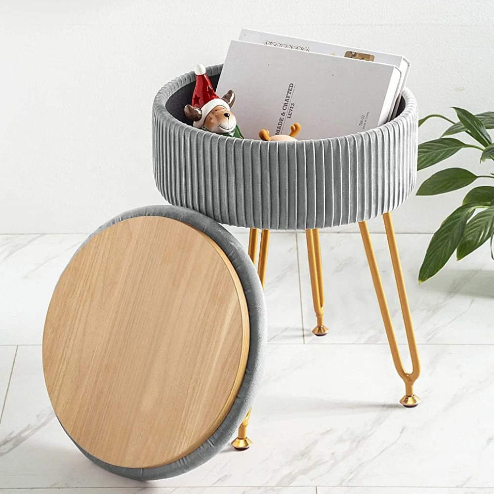 Looper velvet vanity stool - photo