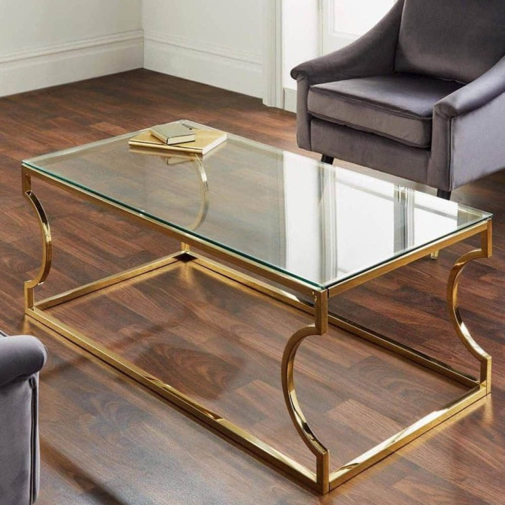 Mendeleev Curved Gold Coffee Table - photo