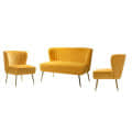 Cleo Velvet Sofa Set (2+1+1) - front_view
