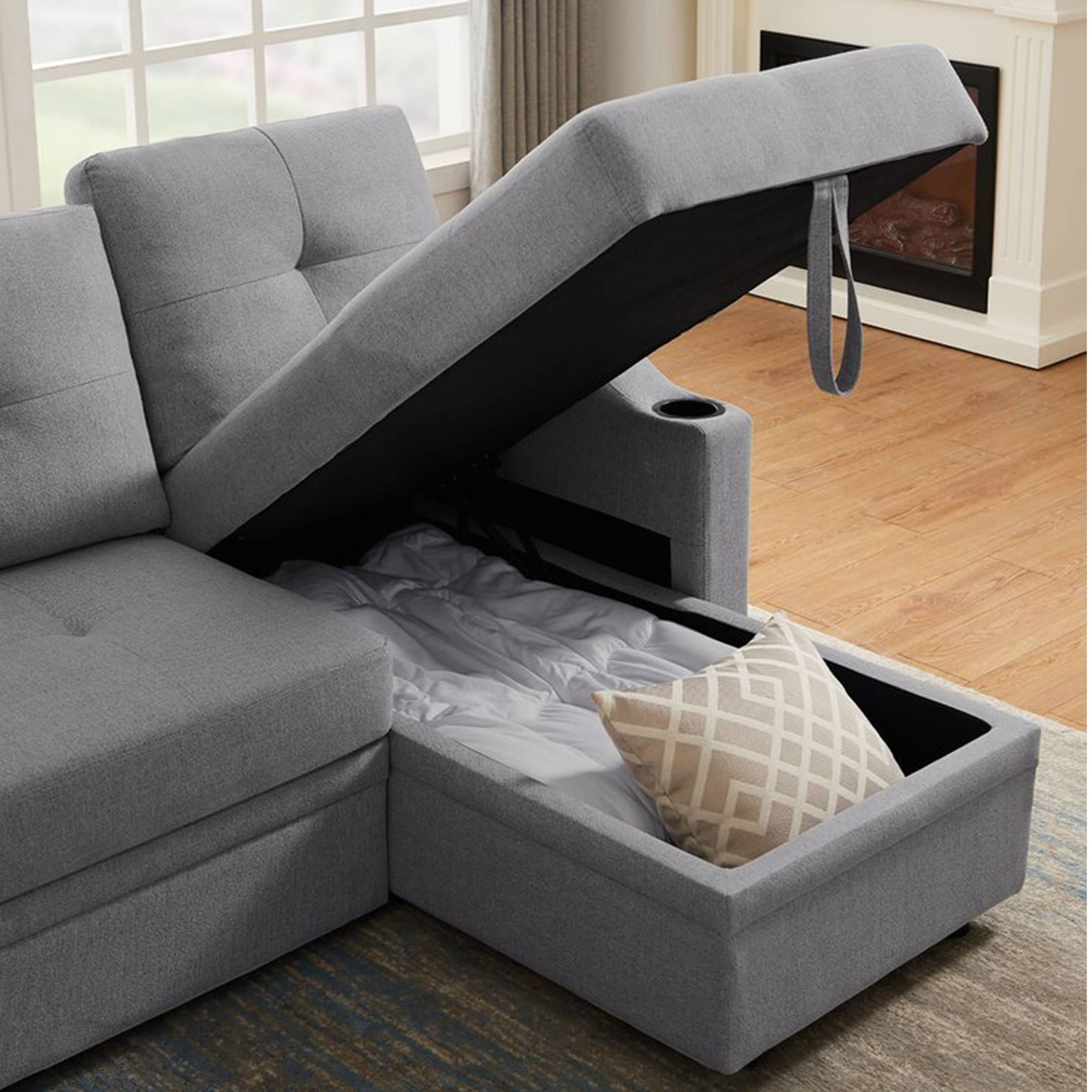 Argo L shape Sofa Cum Bed with Storage (LHS)